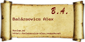 Balázsovics Alex névjegykártya