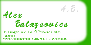 alex balazsovics business card